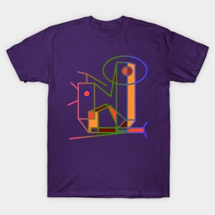 Abstract Colorful Linear Modern Art Composition T-Shirt